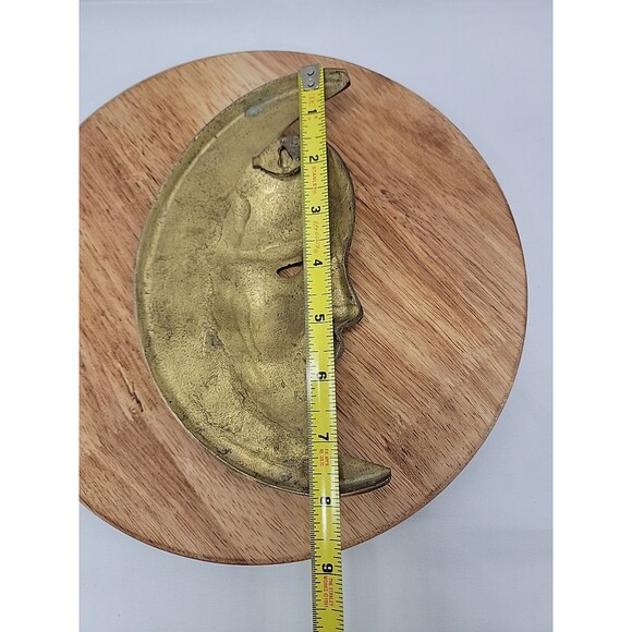 Vintage Brass Crescent Moon Face Made in India 8" x 4" - Picture 6 of 7